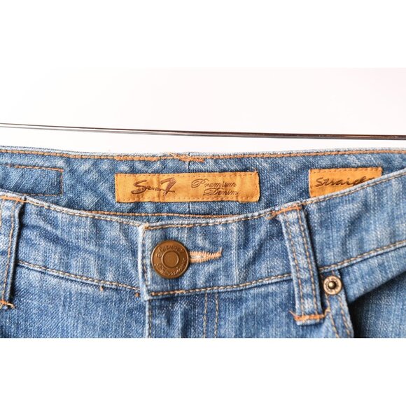 Seven7 Jeans Womens Size 4 Blue Denim Pockets Straight Leg 90s Style - Picture 3 of 14
